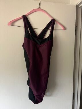 Speedo Women's One-Piece Swimsuit in Burgundy and Black